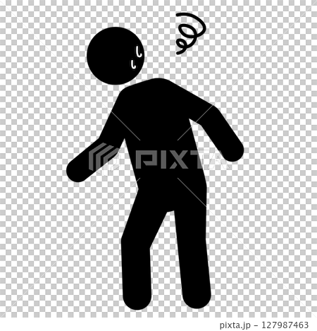 めまいでふらつく人物のシルエットイラスト 127987463