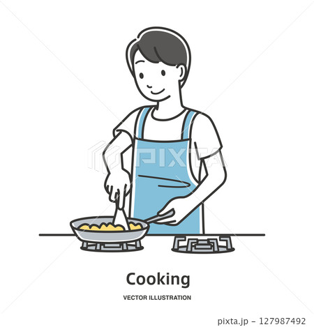 料理をする若い男性 127987492