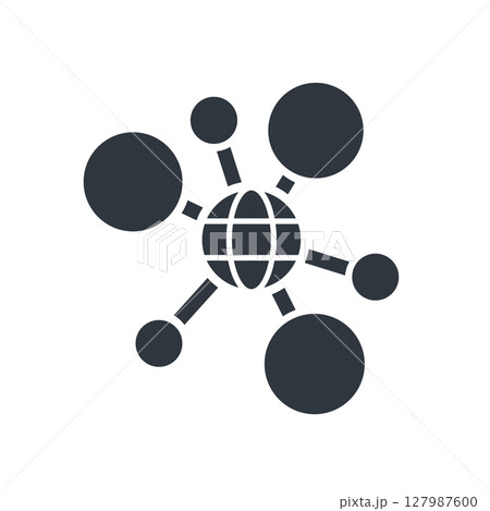 Network Connectivity Icon Set. Network Distribution Pictogram. Team Linkage Symbol. Central Data Network Representation. Network Hub Emblem. Connection icon.	 127987600