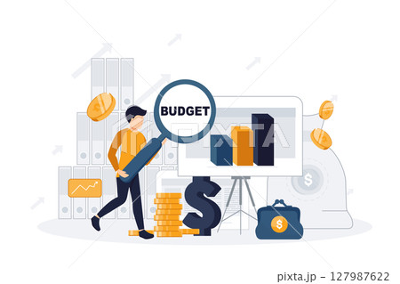 Cost optimization concept icon. Idea of financial and marketing strategy. Cost and income balance. Spending and cost reduction, while maximizing business value. Isolated flat illustration vector	 127987622