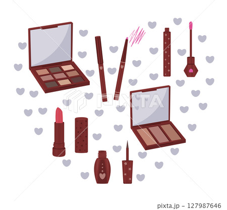 Cute clipart of six cosmetic products 127987646