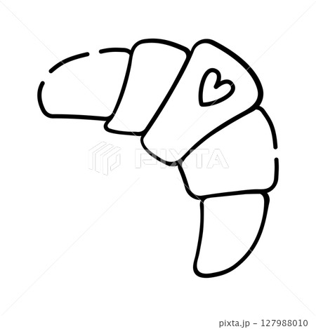 Croissant, black line vector illustration 127988010