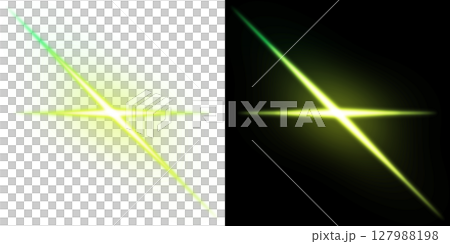 Lime green star flare on transparent and black background 127988198