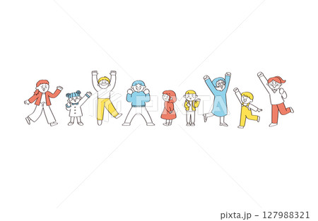 明るい人たちのイラストセット 127988321