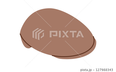 Flat Ivy Cap with Peak. Ascot Hat for Head Fashion accessory clothing technical illustration. Vector headgear for Men 127988343