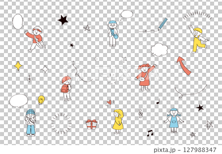 明るい子供たちのイラストセット 127988347