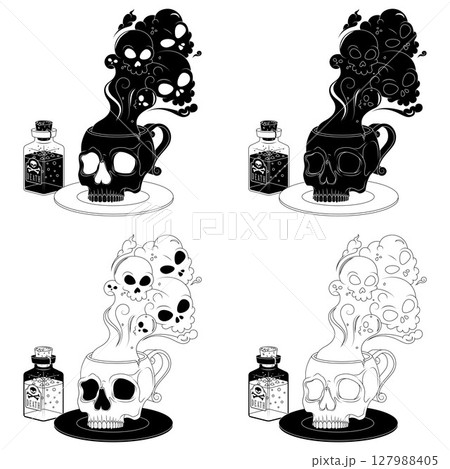 Poisoned Tea Cup and Skulls for Halloween Poisoned Tea Cup and Skulls for Halloween 127988405