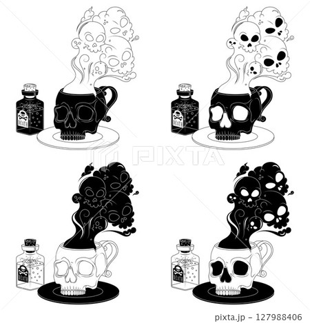 Poisoned Tea Cup and Skulls for Halloween Poisoned Tea Cup and Skulls for Halloween 127988406