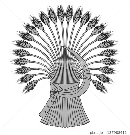 Wheat sheaf with sickle harvest symbol 127988411