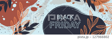 Black Friday big autumn discounts, web ad banner - Vector 127988802