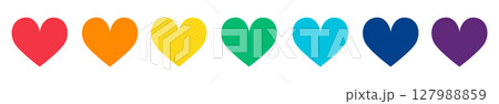 Abstract rainbow hearts on white background - Vector 127988859