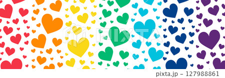 Abstract rainbow hearts on white background - Vector Abstract rainbow hearts on white background - Vector 127988861