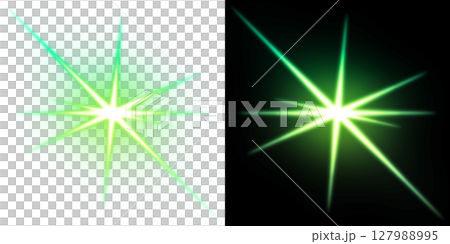 透明黑色背景上爆發的綠色星光 127988995