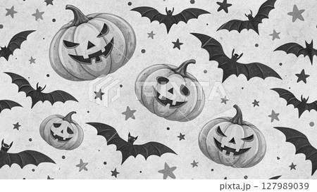 seamless pattern with halloween pumpkins 127989039