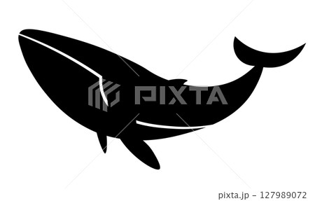 泳ぐクジラのシルエットのベクターイラスト。アイコン、装飾、背景。 127989072
