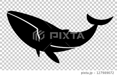 泳ぐクジラのシルエットのベクターイラスト。アイコン、装飾、背景。 127989072