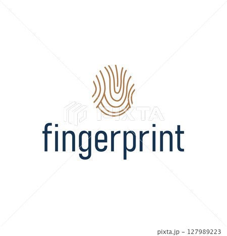 Simple and elegant modern identity fingerprint logo technology design for business branding 127989223