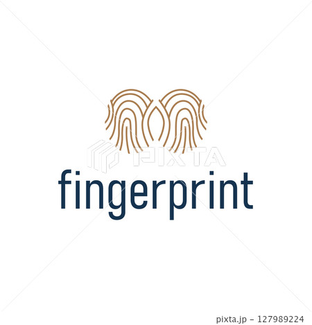 Simple and elegant modern identity fingerprint logo technology design for business branding 127989224