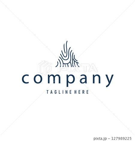 Simple and elegant modern identity fingerprint logo technology design for business branding 127989225