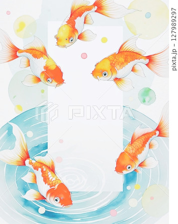 泳ぐ金魚のイラスト 127989297