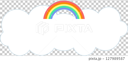 可愛的彩虹和雲插圖素材 | 彩虹，雲，天空，零件，色彩繽紛 127989587
