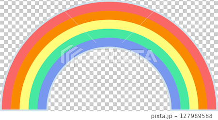 Cute rainbow and cloud illustration material. Rainbow, clouds, sky, parts, colorful 127989588