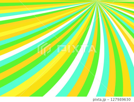 ポップ渦巻バースト集中線イラスト背景　さわやかオレンジ黄緑色ブルーライン　スパイラル　ベクター 127989630