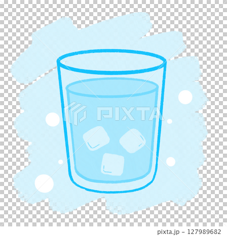 加冰的玻璃杯 | 冷水插圖 127989682