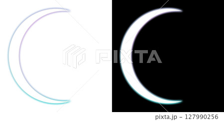 透明と黒背景のオーロラブルーのクレセントライト 127990256
