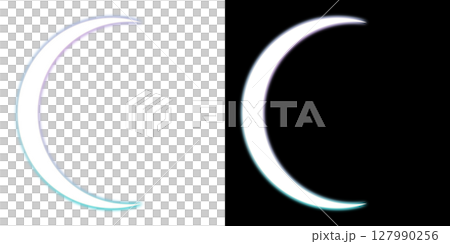 透明と黒背景のオーロラブルーのクレセントライト 127990256