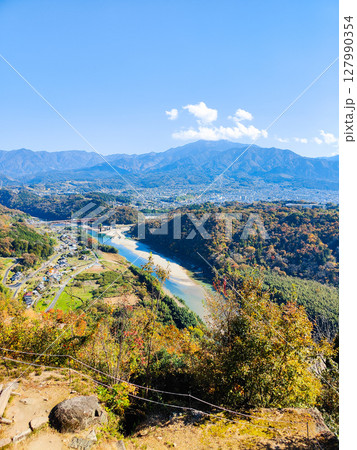 苗木城跡(秋):天守展望台からの眺め 苗木城跡(秋):天守展望台からの眺め 127990354