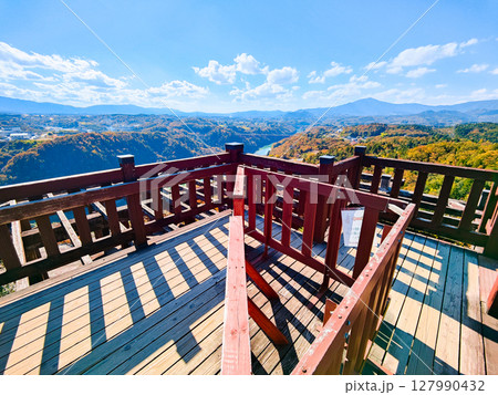 苗木城跡(秋):天守展望台 苗木城跡(秋):天守展望台 127990432