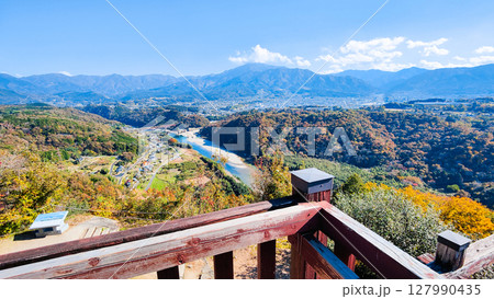 苗木城跡(秋):天守展望台からの眺め 苗木城跡(秋):天守展望台からの眺め 127990435