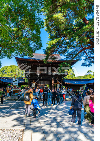 【東京都】たくさんの人が参拝する明治神宮 【東京都】たくさんの人が参拝する明治神宮 127990449