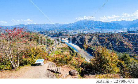 苗木城跡(秋):天守展望台からの眺め 苗木城跡(秋):天守展望台からの眺め 127990473