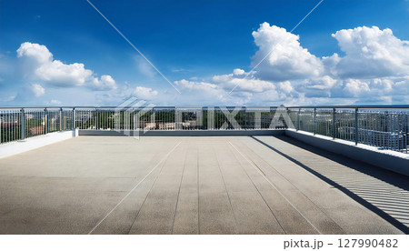 校舎の屋上 コンクリート 手すり 青空 校舎の屋上 コンクリート 手すり 青空 127990482