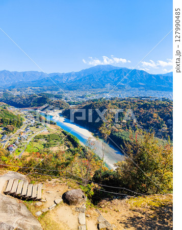苗木城跡(秋):天守展望台からの眺め 苗木城跡(秋):天守展望台からの眺め 127990485