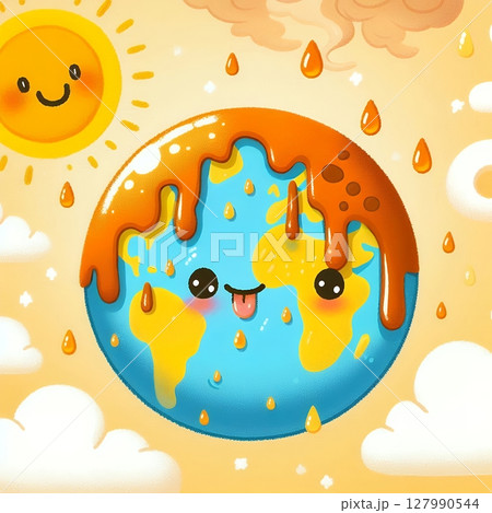 Burning and smokey Earth Concept for Global Warming and Climate Crisis Visualization with Generative AI. 127990544