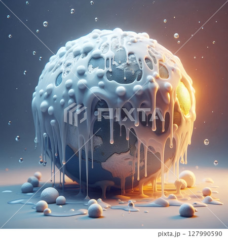 Melting Earth Concept for Global Warming and Climate Crisis Visualization with Generative AI. 127990590