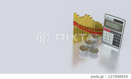 The Calculator and coins for Business concept 3d Rendering. 127990650