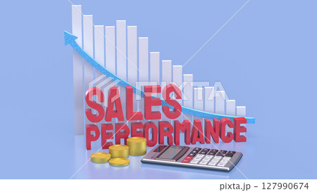 The Sales performance and chart for Business concept 3d Rendering. 127990674