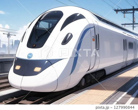 新幹線　正面　駅　停車 127990844