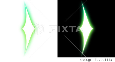 緑色の発光スターエフェクト（透明背景と黒背景） 127991113