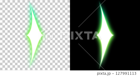 緑色の発光スターエフェクト（透明背景と黒背景） 127991113