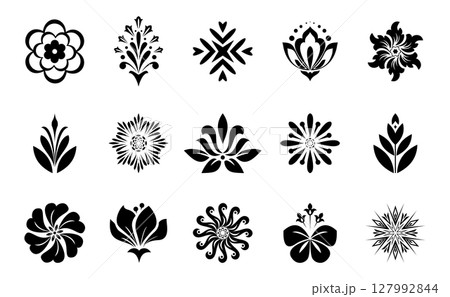 Flower icons set. Isolated elements for design. Vector graphics. 127992844