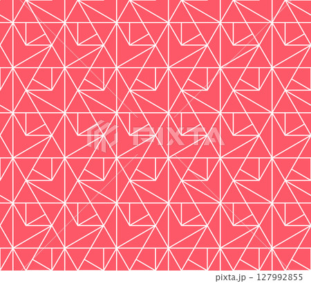 The geometric pattern with lines. Seamless vector background. White and pink texture. Graphic modern pattern. Simple lattice graphic design 127992855