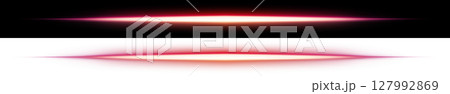 赤ピンク色の水平発光フレア（黒背景と透明背景） 127992869
