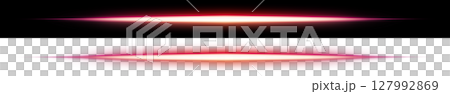 赤ピンク色の水平発光フレア（黒背景と透明背景） 127992869
