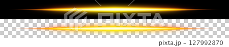 Orange yellow horizontal luminous flare (black and transparent background) 127992870