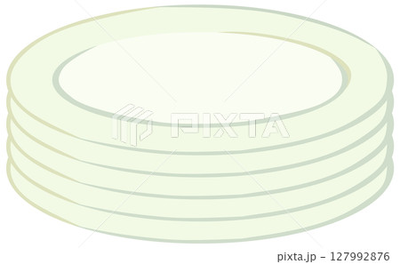 白い平皿5枚重ね 食器 ベクター素材 127992876